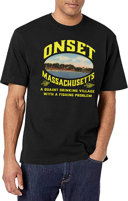 Onset Ma A Quaint Drinking Village With A Fishing Problem T-Shirt for Men & Women, T-Shirts Graphic Tee - Black