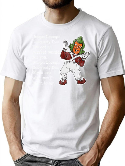Oompa Loopa Lyrics Worn Out T-Shirt for Men & Women, T-Shirts Graphic Tee - Black
