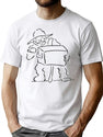 Organ Grinder. Vintage Line Drawing T-Shirt for Men & Women, T-Shirts Graphic Tee - White
