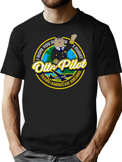 Otto Pilot Airplane Pilot Dks T-Shirt for Men & Women, T-Shirts Graphic Tee - Black