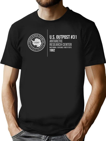 Outpost 31 Antarctic Research Center T-Shirt for Men & Women, T-Shirts Graphic Tee - Black