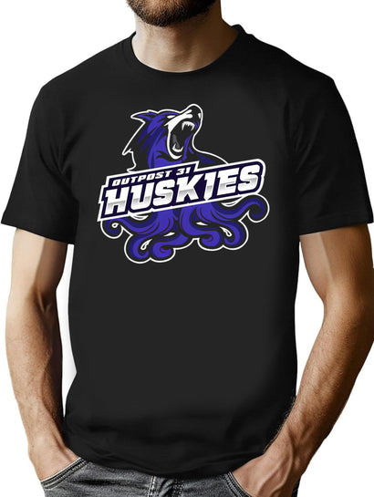 Outpost 31 Huskies T-Shirt for Men & Women, T-Shirts Graphic Tee - Black