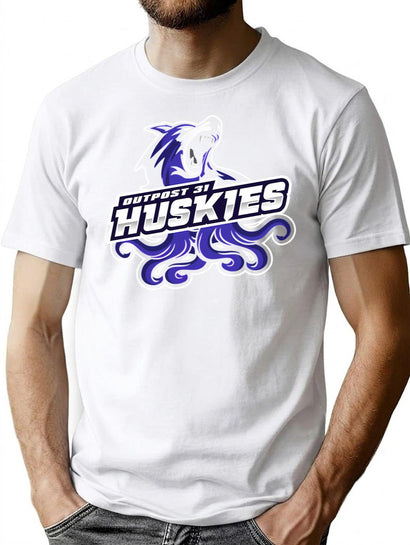 Outpost 31 Huskies T-Shirt for Men & Women, T-Shirts Graphic Tee - Black