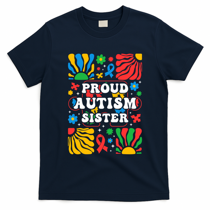 proud autism sister groovy autism warrior sister meaningful gift T-Shirt