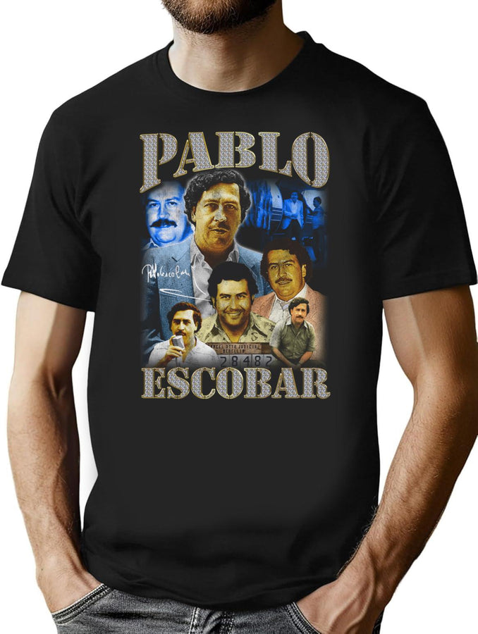 Pablo Escobar Bootleg Vintage 90S Design Bootleg Graphic T-Shirt - Black
