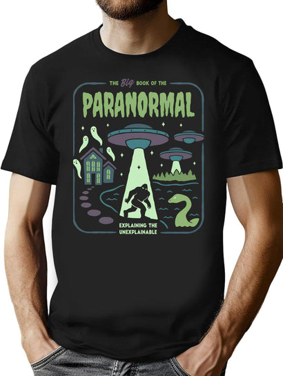 Paranormal Bigfoot Ghosts Aliens Sasquatch Ufo Halloween T-Shirt for Men & Women, T-Shirts Graphic Tee - Black