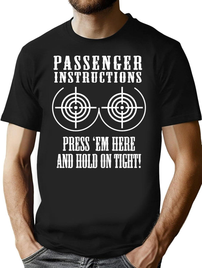 Passenger Instructions T-Shirt for Men & Women, T-Shirts Graphic Tee - Black