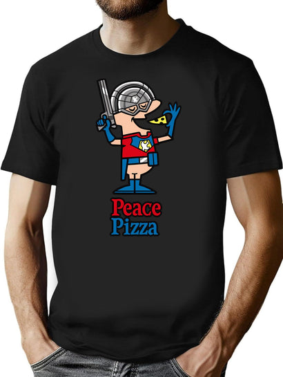 Peace Pizza T-Shirt for Men & Women, T-Shirts Graphic Tee - Black