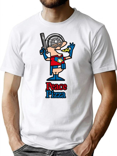 Peace Pizza T-Shirt for Men & Women, T-Shirts Graphic Tee - Black