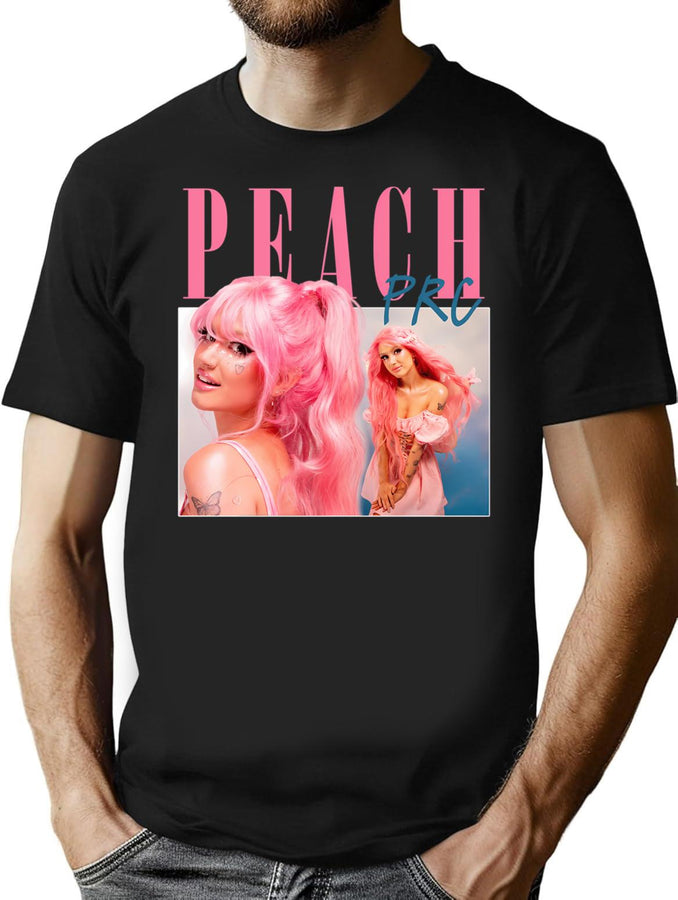 Peach Prc Retro Bootleg Design Bootleg Graphic T-Shirt - Black