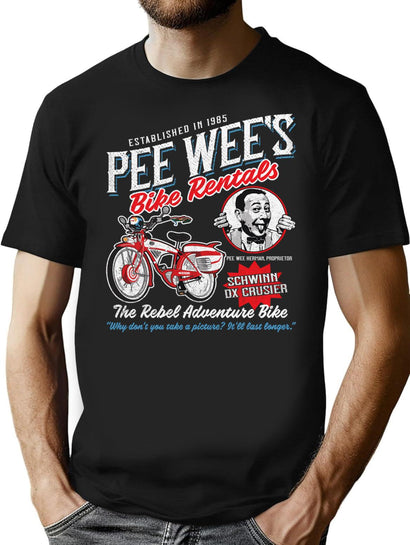Pee Wee Herman Bike Rentals T-Shirt for Men & Women, T-Shirts Graphic Tee - Black