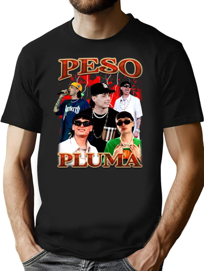 Peso Pluma Doble P Bootleg Design Bootleg Graphic T-Shirt - Black