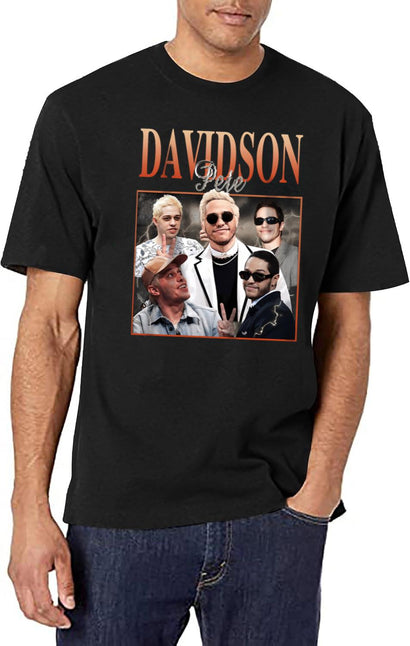 Pete Davidson Vintage Washed T-Shirt for Men & Women, T-Shirts Graphic Tee - Black