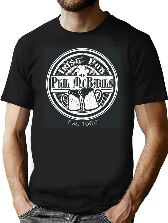 Phil Mcbauls Irish Pub T-Shirt for Men & Women, T-Shirts Graphic Tee - Black