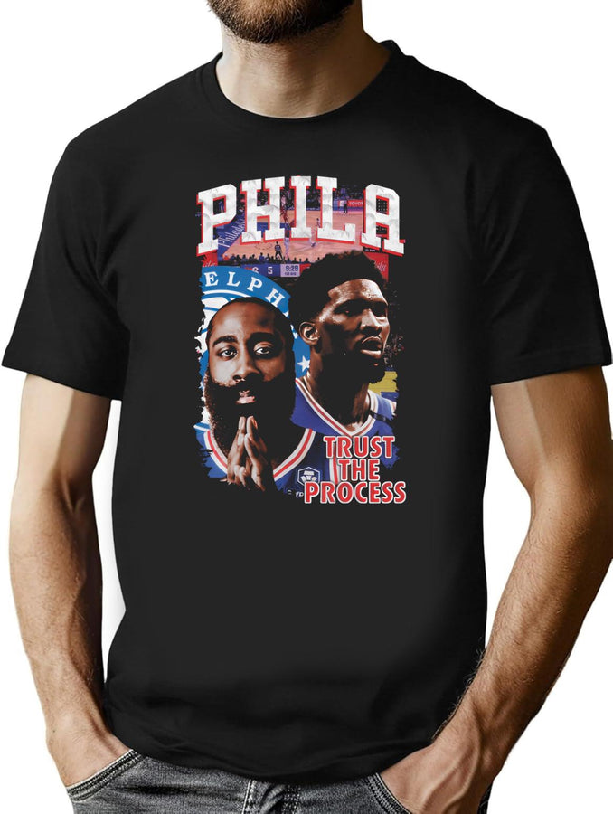 Philla Trust The Process Vintage Bootleg Bootleg Graphic T-Shirt - Black