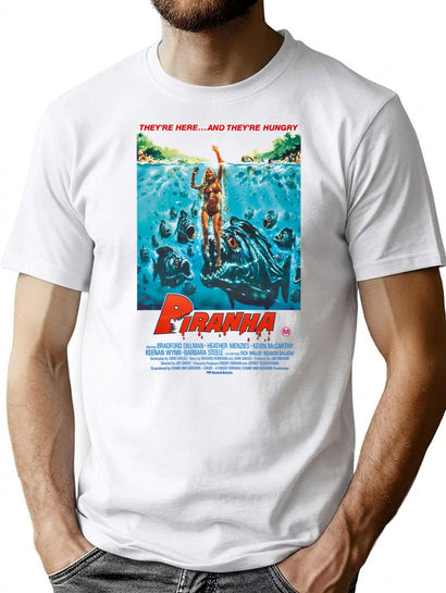 Piranha T-Shirt for Men & Women, T-Shirts Graphic Tee - Black