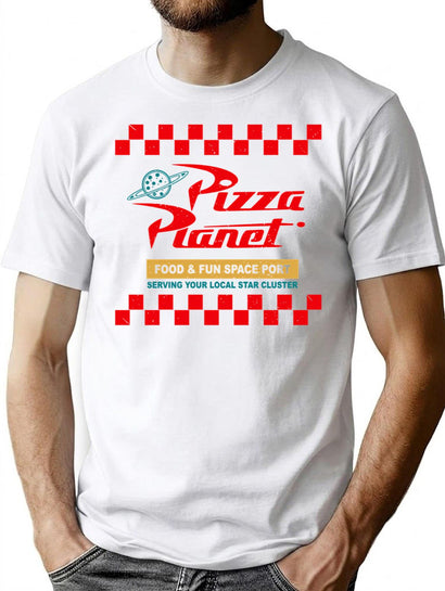 Pizza Planet Color T-Shirt for Men & Women, T-Shirts Graphic Tee - Black