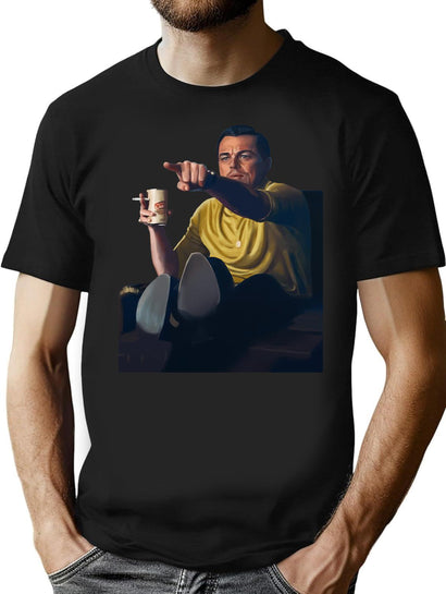 Pointing Leo - Meme T-Shirt for Men & Women, T-Shirts Graphic Tee - Black