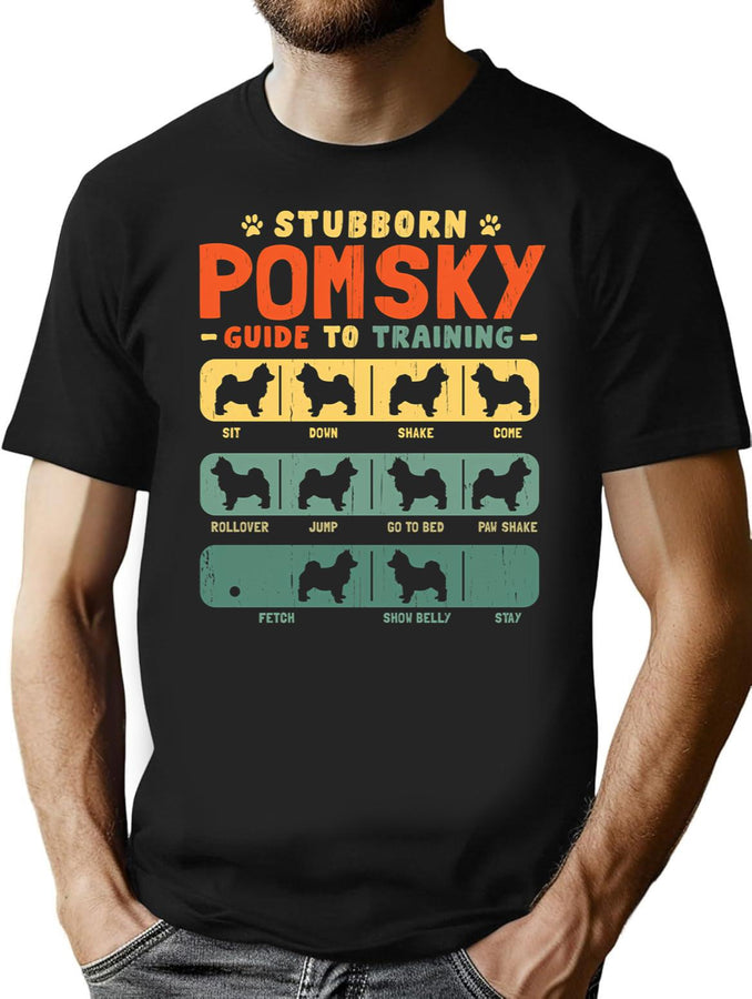 Pomsky Funny Guide To Traning T-Shirt for Men & Women, T-Shirts Graphic Tee - Black