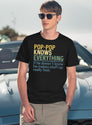 Pop Pop Knows Everything Funny Grandpa Gift From Kids And Grandkids T-Shirt for Men & Women, T-Shirts Graphic Tee - Navy