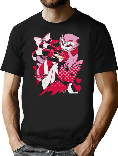 Popomu Blitzo x Stolas Helluva Boss Essential T-Shirt for Men & Women, T-Shirts Graphic Tee - Black