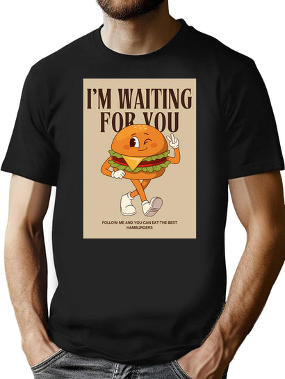 Poster With A Funny Hamburger T-Shirt for Men & Women, T-Shirts Graphic Tee - Black