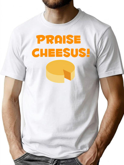 Praise Cheesus T-Shirt for Men & Women, T-Shirts Graphic Tee - Black