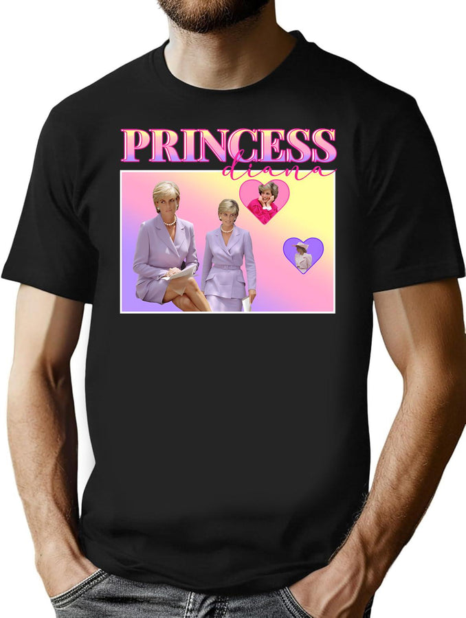 Princess Diana 90S Bootleg Graphic Bootleg Graphic T-Shirt - Black