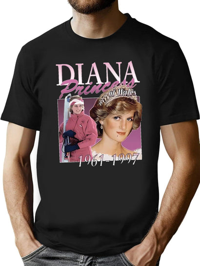 Princess Diana Vintage 90S Classic T-Shirt for Men & Women, T-Shirts Graphic Tee - Black