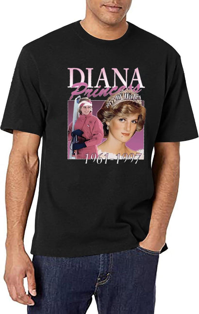 Princess Diana Vintage 90S Classic T-Shirt for Men & Women, T-Shirts Graphic Tee - Black