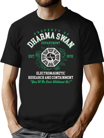 Property Of Dharma Swan Department Dks T-Shirt for Men & Women, T-Shirts Graphic Tee - Black