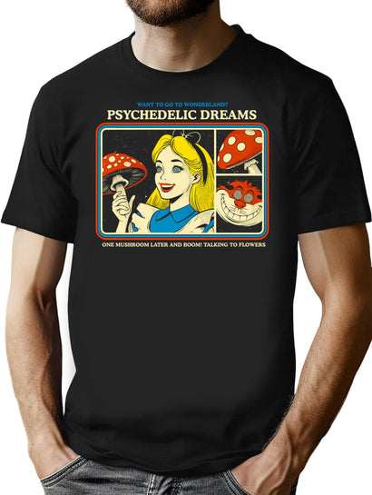 Psychedelic Dreams T-Shirt for Men & Women, T-Shirts Graphic Tee - Black