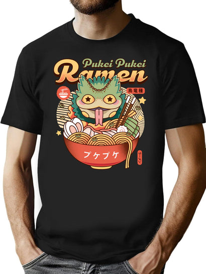 Pukei Pukei Ramen Vintage T-Shirt for Men & Women, T-Shirts Graphic Tee - Black