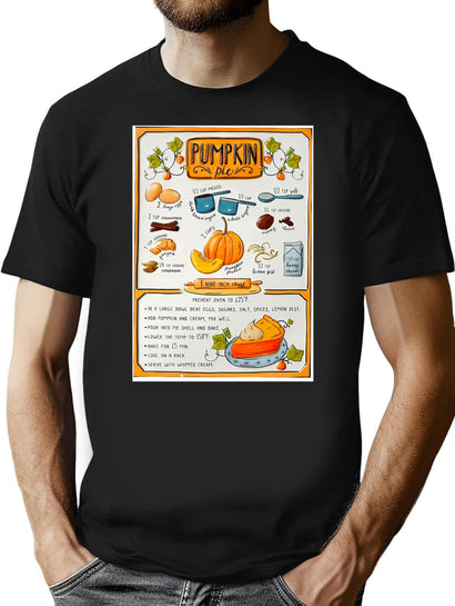 Pumpkin Pie Recipe T-Shirt for Men & Women, T-Shirts Graphic Tee - Black