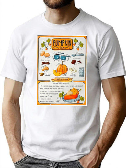 Pumpkin Pie Recipe T-Shirt for Men & Women, T-Shirts Graphic Tee - Black