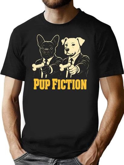 Pup Fiction T-Shirt for Men & Women, T-Shirts Graphic Tee - Black