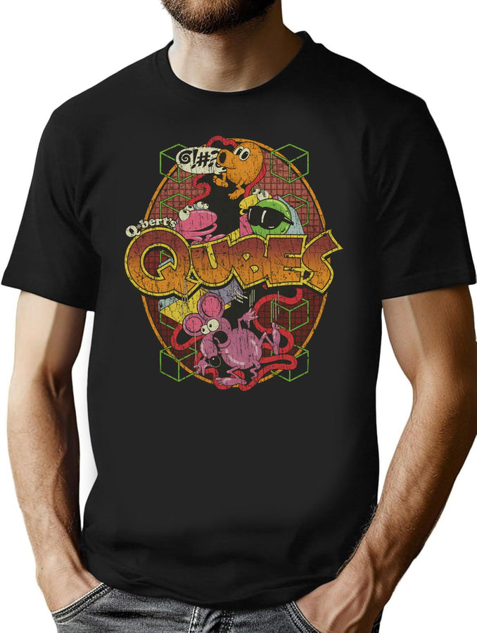 Qbert'S Qubes 1983 T-Shirt for Men & Women, T-Shirts Graphic Tee - Black