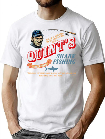 Quint'S Shark Fishing Wood (Universal Ucs Llc) T-Shirt for Men & Women, T-Shirts Graphic Tee - Black