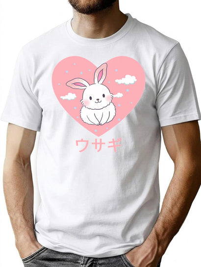 Rabbit 90S Japanese Kawaii Funny Japanese Aesthetics Kawaii T-Shirt for Men & Women, T-Shirts Graphic Tee - Black