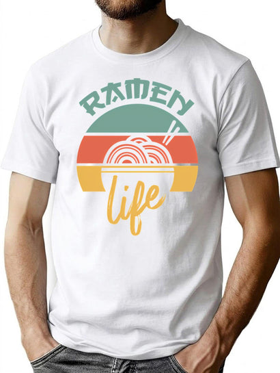 Ramen Life Japanese Noodles Lover Vintage Retro T-Shirt for Men & Women, T-Shirts Graphic Tee - Black