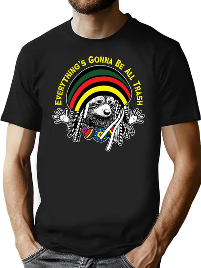 Rasta Raccoon T-Shirt for Men & Women, T-Shirts Graphic Tee - Black