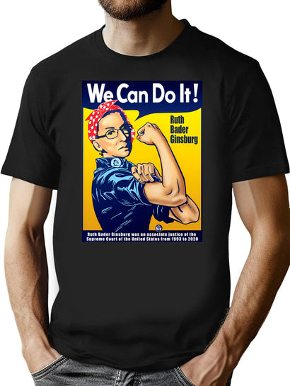 Rbg The Riveter We Can Do It T-Shirt for Men & Women, T-Shirts Graphic Tee - Black