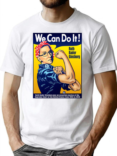 Rbg The Riveter We Can Do It T-Shirt for Men & Women, T-Shirts Graphic Tee - Black