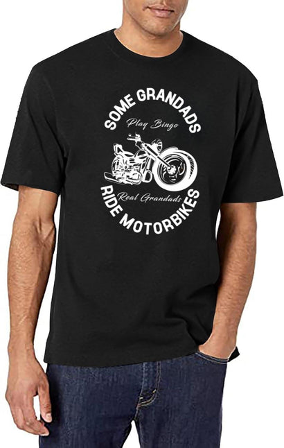 Real Grandads Ride Motorbikes T-Shirt for Men & Women, T-Shirts Graphic Tee - Black