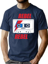 Rebel Rebel - Mixtape - Retro Music Lover T-Shirt for Men & Women, T-Shirts Graphic Tee - Navy