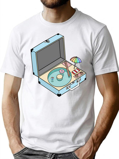 Record Player Pool T-Shirt for Men & Women, T-Shirts Graphic Tee - Black