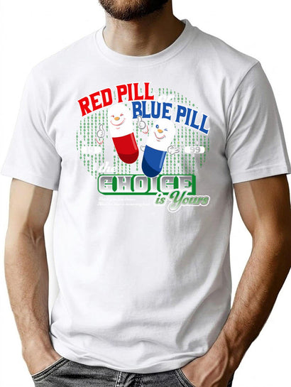 Red Pill Or Blue Pill T-Shirt for Men & Women, T-Shirts Graphic Tee - Black