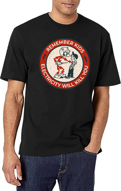 Reddy Kilowatt Electricity Will Kill You Vintage Black T-Shirt - Black