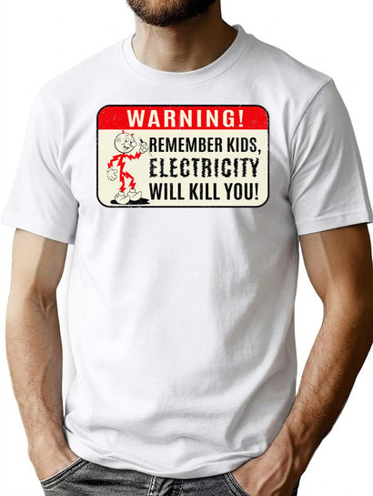 Reddy Kilowatt Kids Electricity Will Kill You T-Shirt for Men & Women, T-Shirts Graphic Tee - Black