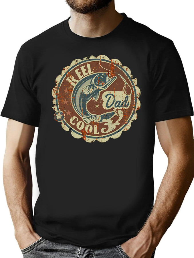 Reel Cool Dad T-Shirt for Men & Women, T-Shirts Graphic Tee - Black